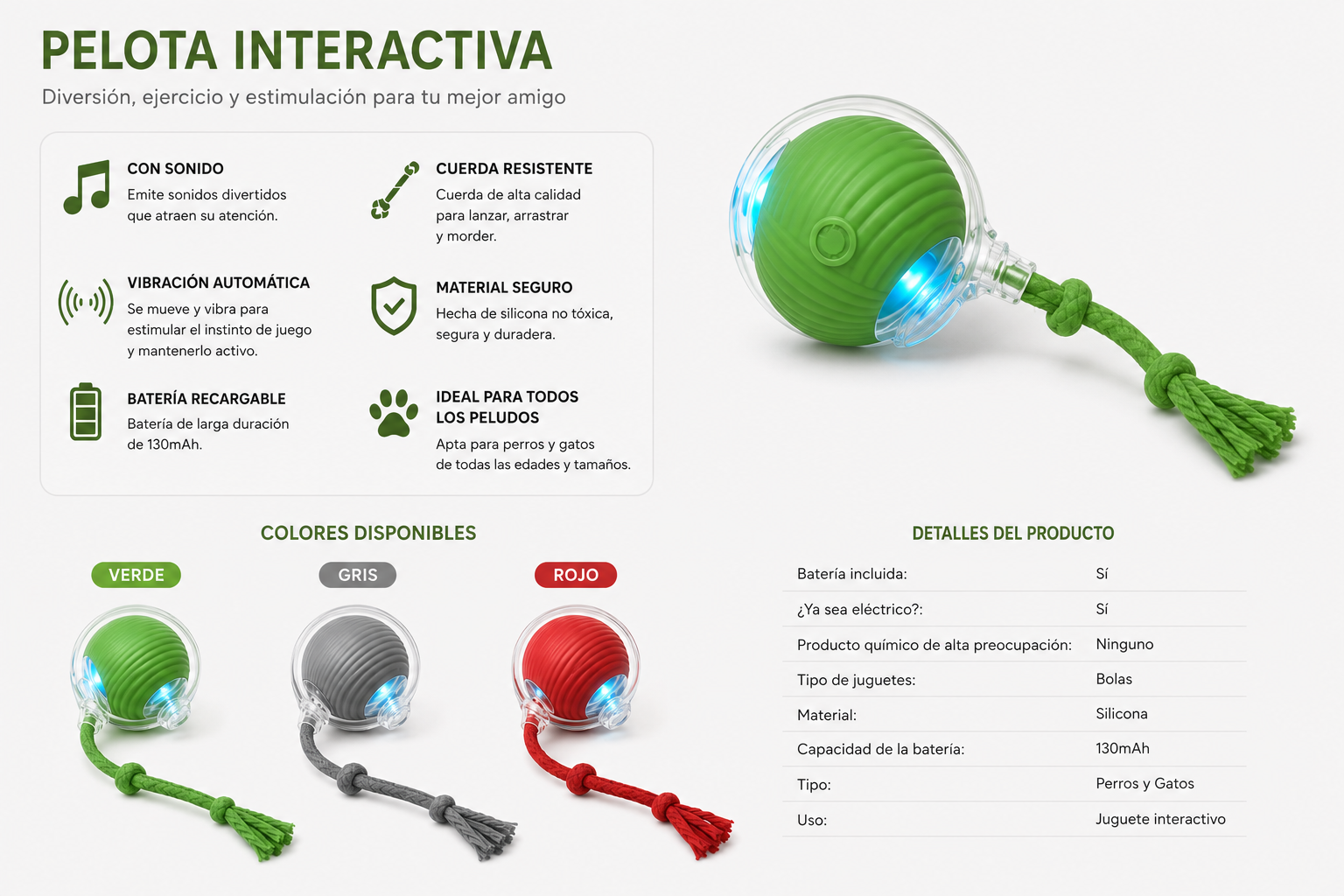 Juguete Interactivo con Vibración para Perros y Gatos